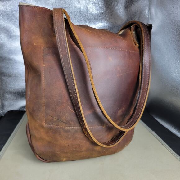 Cageless Birds Handbags - Cageless Birds Leather Tote Bag Large Shoulder Purse Brown Handcraft Minimalist